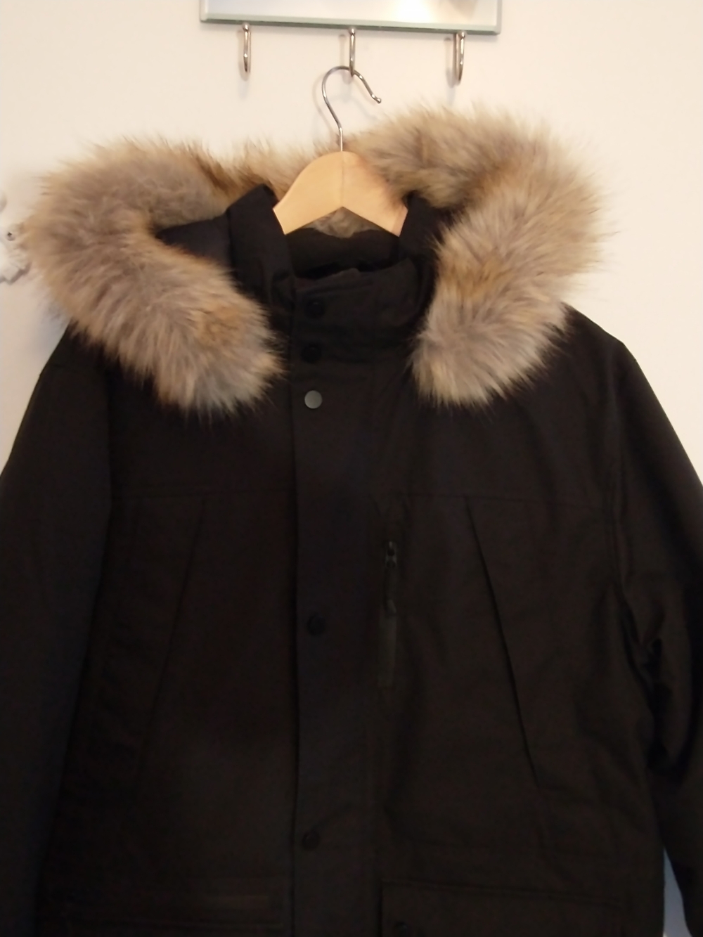 Goodfellow & Co Selby Black Arctic Parka with Faux-Fur Trimmed Hood Mens L - Picture 2 of 14